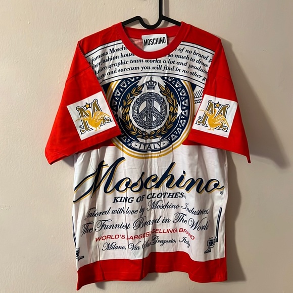 Moschino Budweiser Logo monogram printed tee shirt NWT - Picture 3 of 6